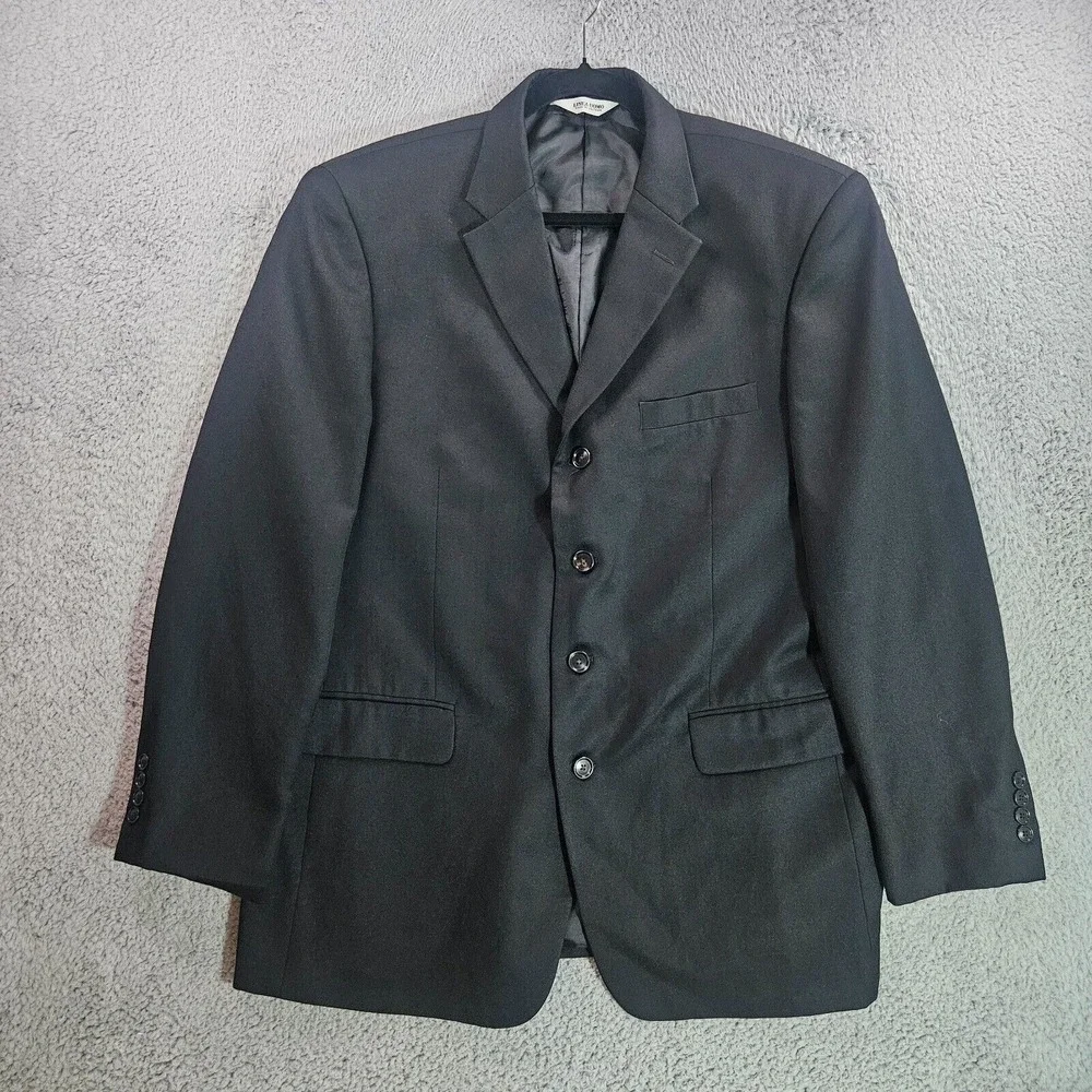 Linea Uomo 2PCs Suit Blazer Men 43R Pants 38x30‎ 100% Wool Black